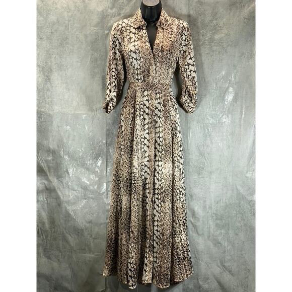 INC INTERNATIONAL Women's Cynthia Snake Print 3/4 Roll-Tab Maxi Shirtdress SZ 00 - Picture 1 of 13